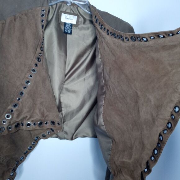 Neiman Marcus Grommet Detail Draped leather Jacket - Picture 5 of 8